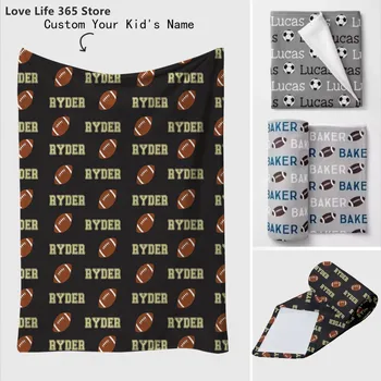  Индивидуальное имя для мальчиков Ball Pattern Персонализированное одеяло Fannel Пользовательские рождественские подарки для детей День рождения Сувенир Легкий